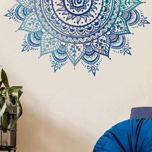 Blue gradient mandala wall sticker made of PVC for bedroom and living room wall decor