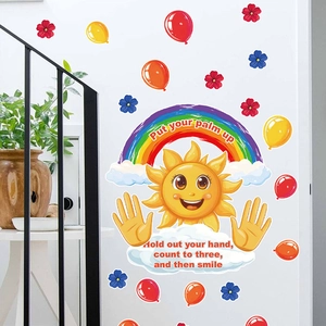 Cartoon Sun Rainbow Wall Sticker PVC Self Adhesive Decal For Kids Room Nursery Bedroom Home Decor Removable Mural