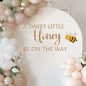 Bee Theme Baby Shower Wall Decal Gender Reveal Party Backdrop PVC Nursery Wall Sticker A Sweet Little Honey Is On The Way Decor