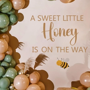 Honey bee theme baby shower wall stickers with Sweet Little Honey text for party decor