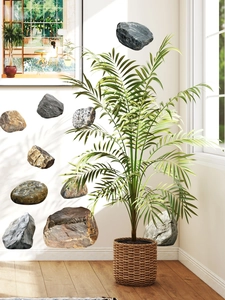 Detail showing 10 realistic 3D textured stone wall stickers for DIY home decor