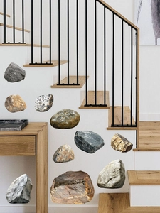 Detail of 3D stone wall stickers for home decor featuring natural granite and pebble textures