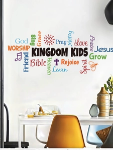 Vibrant religious wall decals for kids' rooms featuring inspirational English phrases
