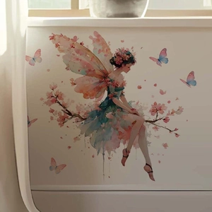 Watercolor fairy butterfly wall decal sticker for bedroom living room decoration