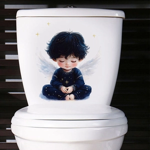 Easter angel boy PVC wall sticker for home decoration on white ceramic surface