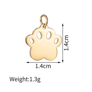 Ciondolo zampa di gatto in acciaio placcato oro 18K, misura 1,4 cm e peso 1,3 g