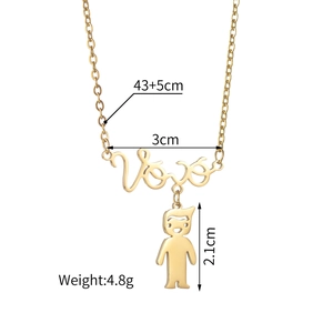 Gold stainless steel Vovó grandmother necklace with boy pendant and 43+5cm adjustable chain