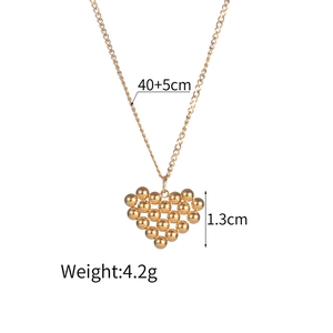 Collier en acier inoxydable doré avec pendentif cœur perlé, longueur 40+5cm