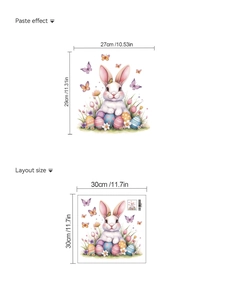 Detail of Easter wall stickers showing layout size of 30x30cm and rabbit with egg patterns