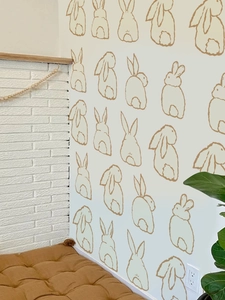 Patterned Easter bunny wall stickers in hand-drawn style for nursery and bedroom decor