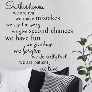 Minimalist black English letter wall decal for living room home decor wall art
