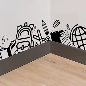 Minimalist black hand-drawn school supply wall stickers for bedroom study room decor