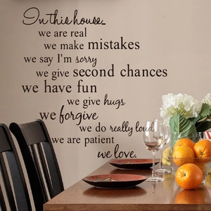 Black vinyl wall decal with inspirational English quotes for family dining room decor