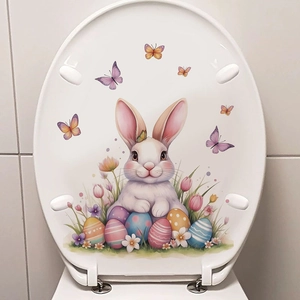 Easter bunny and colorful eggs decorative PVC wall sticker for home bathroom decor