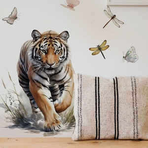 Realistic tiger wall sticker with butterflies for living room bedroom home decor