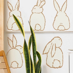 Minimalist Easter bunny wall stickers with various cute rabbit poses for home decor