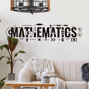 Creative black mathematics wall sticker with educational symbols for modern living room decor