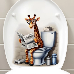Sticker mural girafe rigolote lisant le journal pour chambre d'enfant et salon