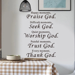Inspirational Christian wall stickers with black vinyl lettering for modern home decor