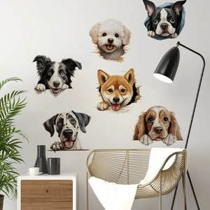 3D Puppy Dog Wall Stickers Removable PVC Animal Mural Decals For Kids Room Nursery Bedroom Living Room Home Decor Art
