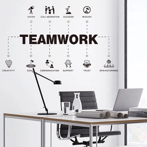 Minimalist black vinyl teamwork wall sticker set for office and living room decor