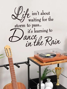 Detail view of inspirational wall sticker Life isn't about waiting for the storm to pass