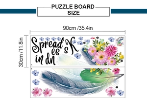 Detailed dimensions of Spread Kindness floral feather wall stickers for room decor