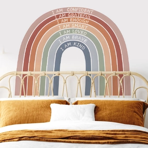 Boho Rainbow Affirmations Wall Decals For Kids Nursery Bedroom PVC Positive Quotes Removable Wall Stickers Home Decor