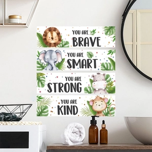 Watercolor animal wall decals with inspirational quotes for kids bedroom decor