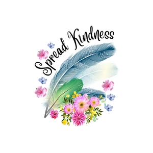 Floral and feather wall decal featuring Spread Kindness text for home bedroom decoration