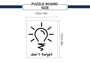 Size chart showing the 10x10cm light bulb switch sticker with don't forget text detail