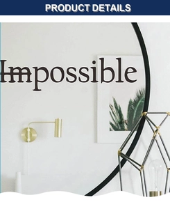 Detail of inspirational vinyl wall sticker transforming the word Impossible to Possible