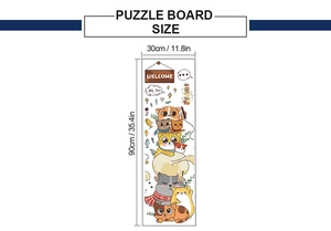Detailed 30x90cm wall sticker sheet featuring stacked cartoon cats with Welcome sign