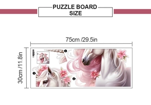 Pink unicorn wall sticker dimensions showing 75cm length and 30cm width measurement
