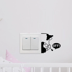 Creative black cartoon girl light switch wall sticker with OFF text decoration