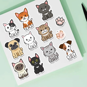 Cartoon Animal Wall Stickers PVC DIY Cat Dog Paw Print Removable Decals For Living Room Kids Room Nursery Home Decor