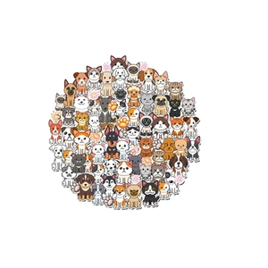Self-adhesive cartoon cat and dog animal stickers for stationery and room wall decor