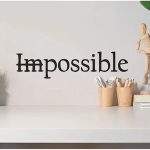 Minimalist POSSIBLE black vinyl wall decal motivational typography on white wall