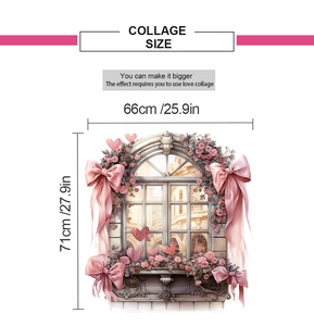 Detailed view of collage wall sticker size 66x71cm with rose window floral design