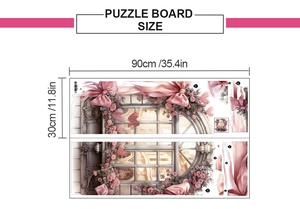 Detailed 90x30cm wall sticker sheet with pink rose faux window layout and numbered parts
