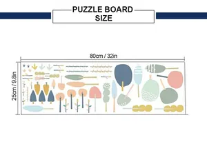 Detailed size chart showing 80x25cm dimensions for the fairytale tree wall sticker