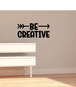 Close-up of BE CREATIVE black vinyl wall sticker with modern arrow geometric designs