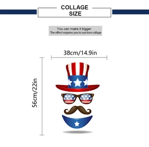 Detailed view of patriotic 4th of July wall sticker with hat and Uncle Sam beard