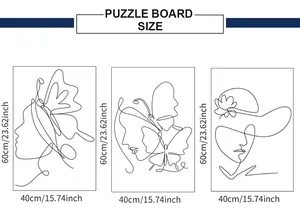 Size chart showing three 40x60cm minimalist line art wall decals for home decoration