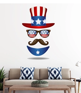 Detail of creative Uncle Sam wall sticker with hat and mustache for Independence Day decor