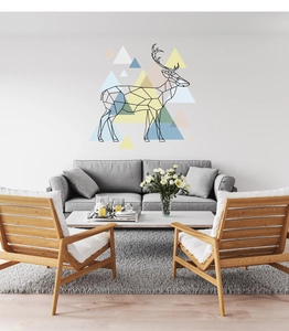 Sticker mural nordique moderne avec élan géométrique et triangles d'art colorés