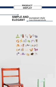Educational animal alphabet wall stickers set for kids bedroom decor and early learning