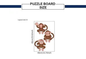 Detailed size chart for cartoon monkey wall sticker showing 40x60cm layout dimensions