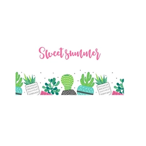 Modern minimalist green plant wall stickers with Sweet Summer cactus and succulents