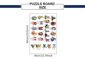 Detail showing educational alphabet animal wall stickers size 60cm by 40cm for kids